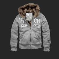 heren abercrombie fitch full-zip hooded fur outwear phys educ 1892 grijs Aanbiedingen Sale b5ldk520